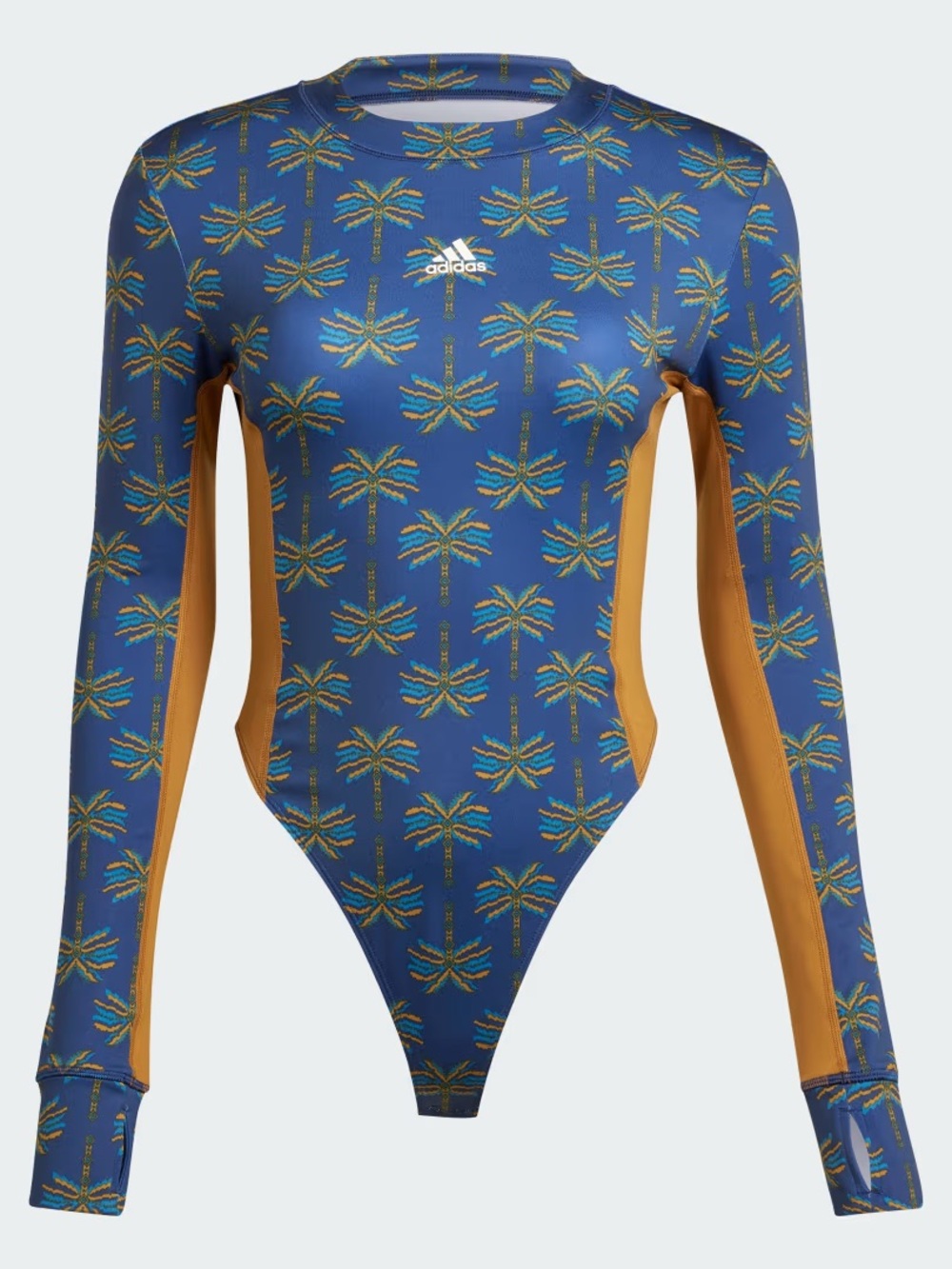 adidas Navy Blue Palm-Print Long-Sleeve bodysuit  Farm Rio IV9742